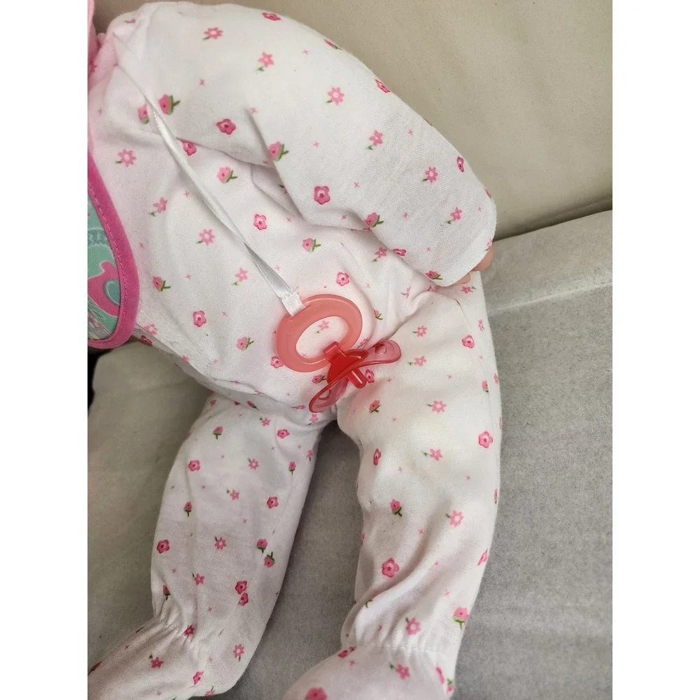 JC Toys Berenguer Soft Body Baby Doll Pink Floral Sleeper Hat Bib Pacifier 17in